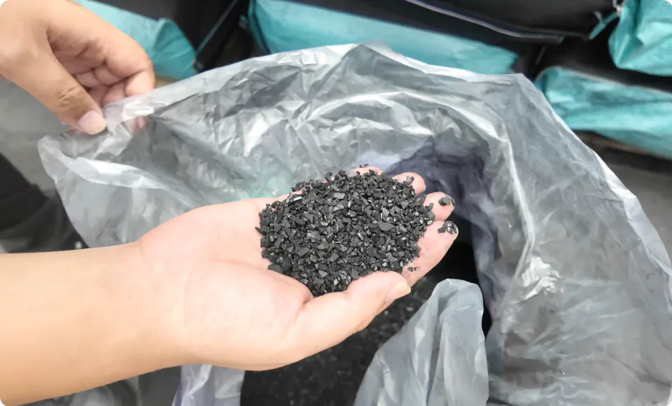 Activated carbon granules checked for uniform particle size