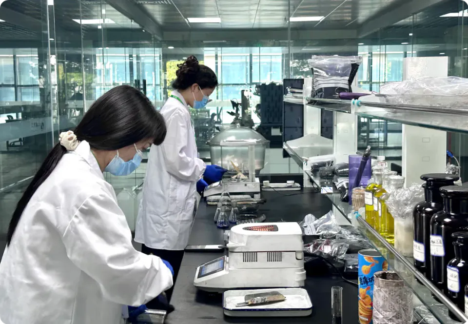 Laboratory team testing activated carbon samples