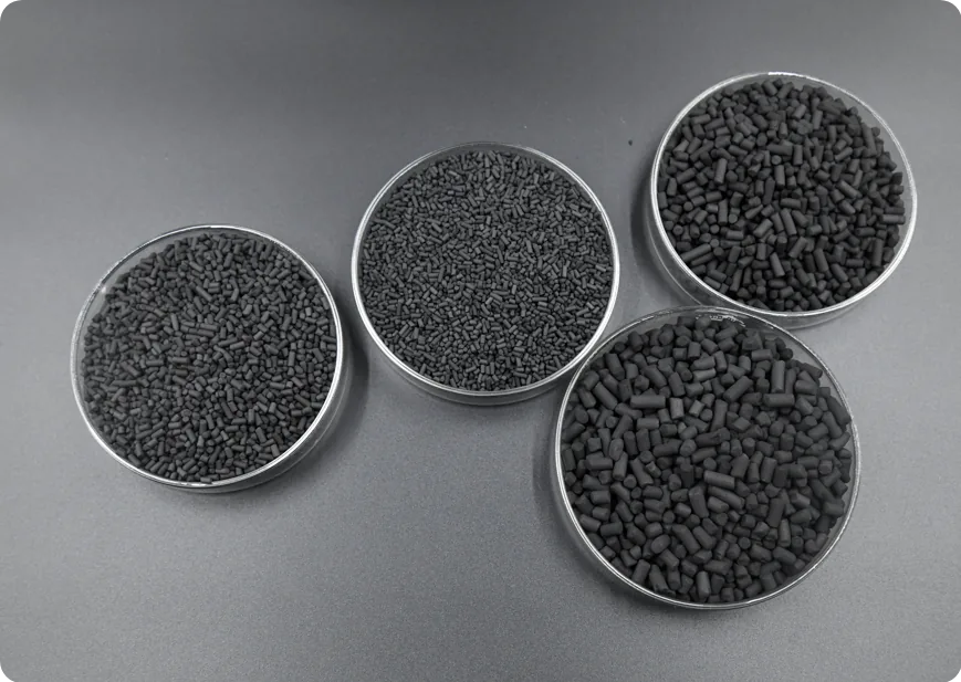 Different pelletized activated carbon sizes for gas-treatment applications